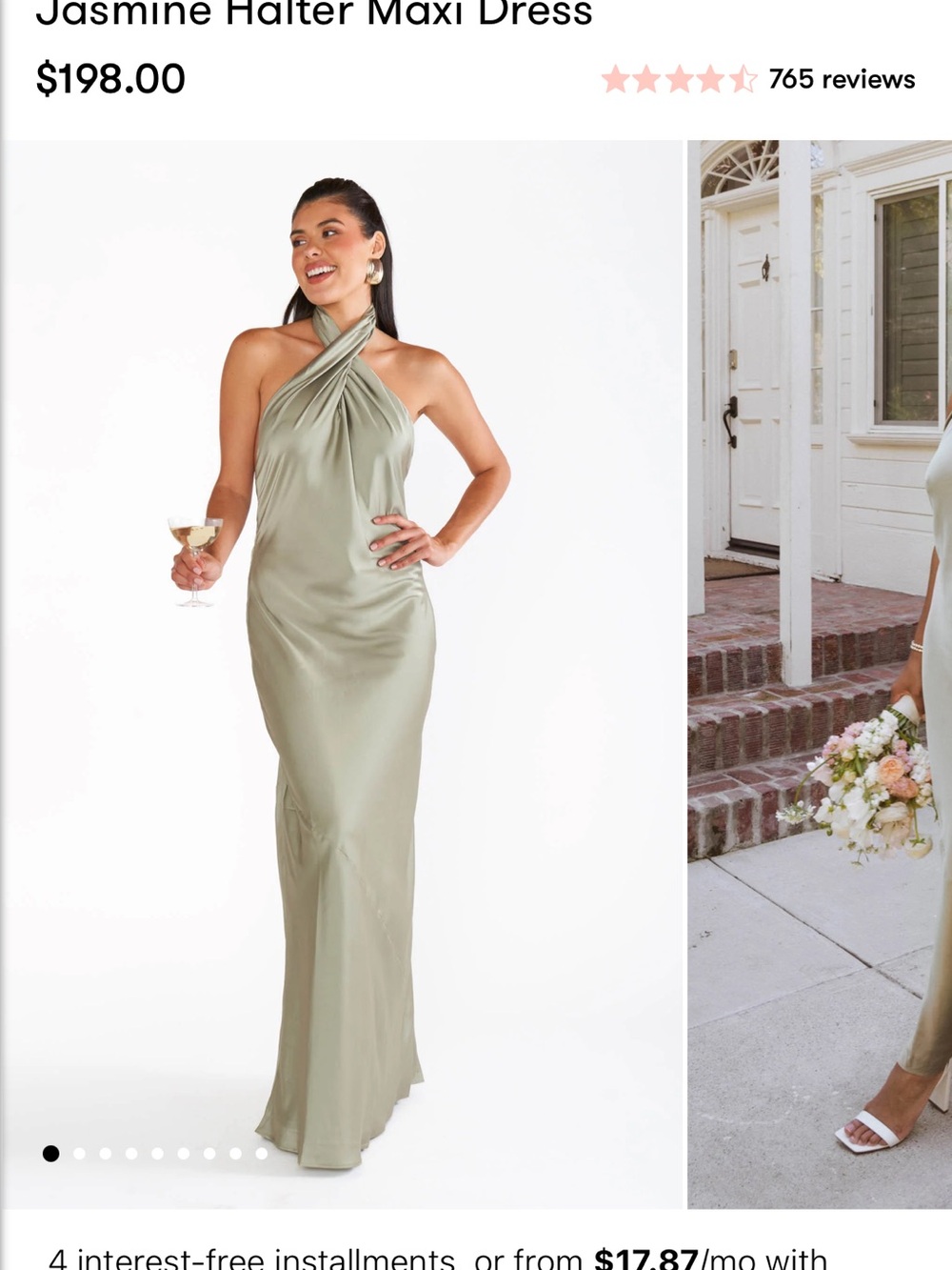 Jasmine Halter Maxi Dress - Sage Green show me your mumu (small)